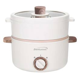 Brentwood - 1.5-Liter Multi-Function Electric Hot Pot Cooker - White