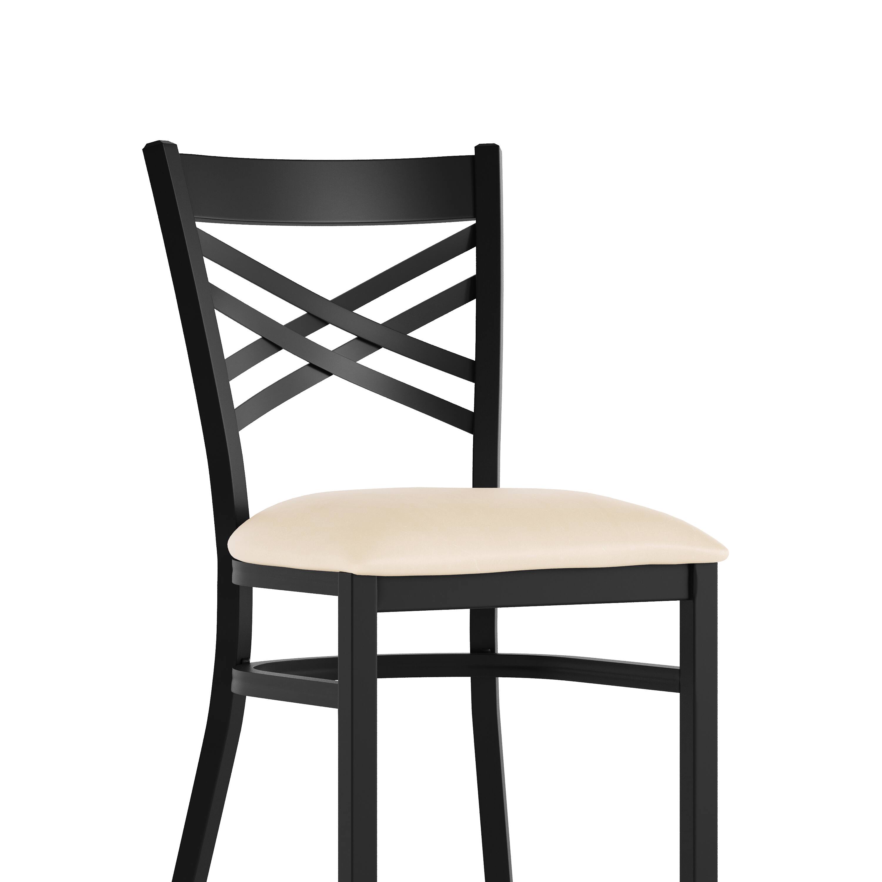 Alt View 10. Emma + Oliver - "X" Back Metal Restaurant Dining Chair - Tan Vinyl Seat/Black Metal Frame.