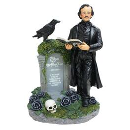 OrnamentallyYou - Edgar Allan Poe Handpainted 9" Figurine, Horror Home Statue Decoration - Black