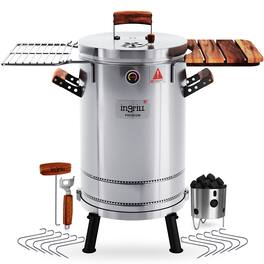 Ingrill - Charcoal Grills - 25 lbs Smoker Grill 3-in-1 for Cooking & Home BBQ - Stainless Steel