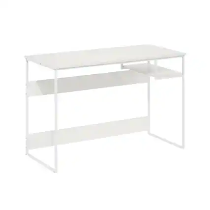 Front. BisonOffice - White Study Desk With Solid Finish And Spacious Workspace - White.