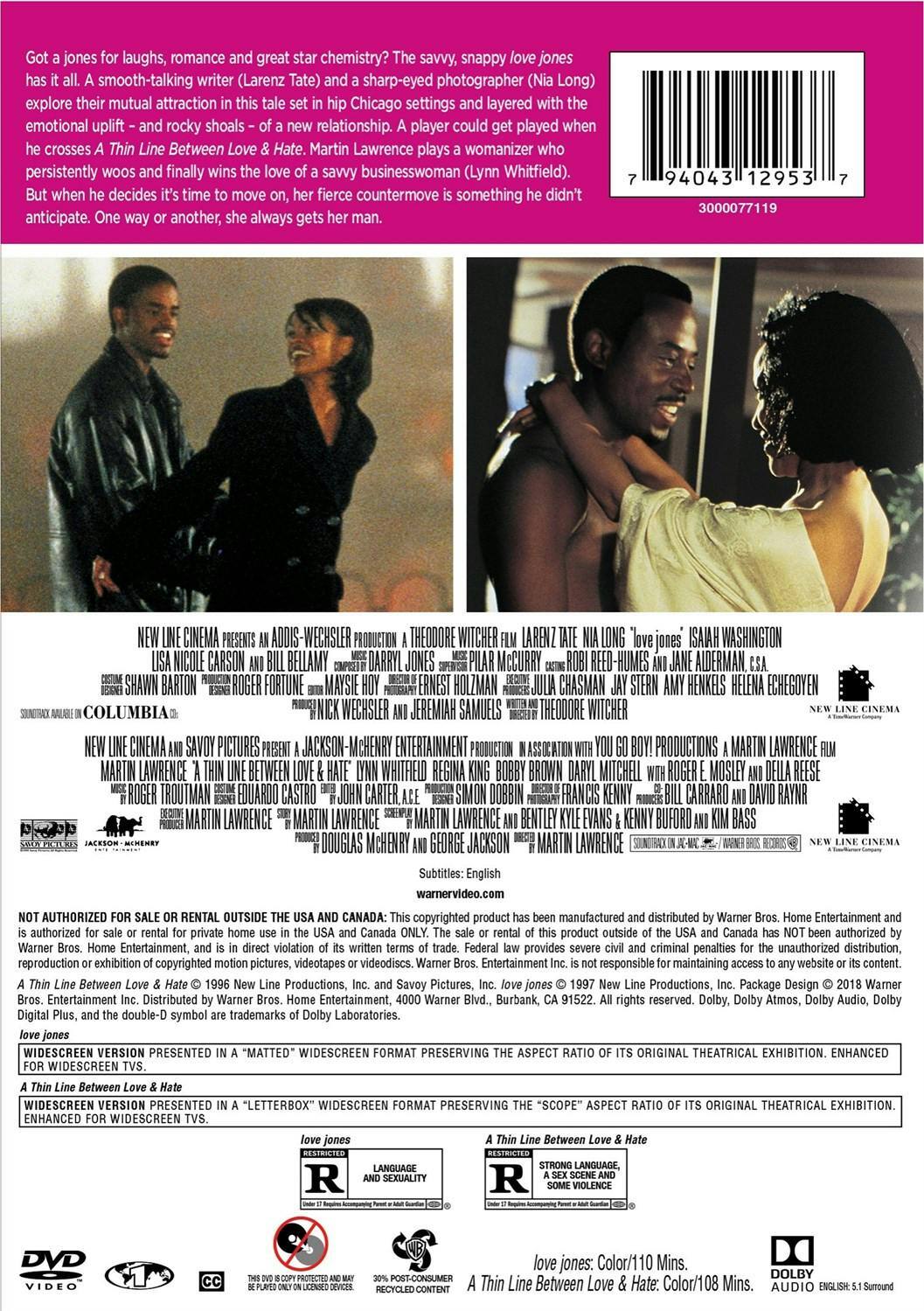 Back. Love Jones/Thin Line Between Love and Hate (DVD Double Feature) [DVD].