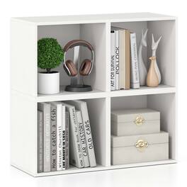 Costway - 4 PCS Wooden Cube Storage Organizer Stackable Open Book Shelf for Small Space - White
