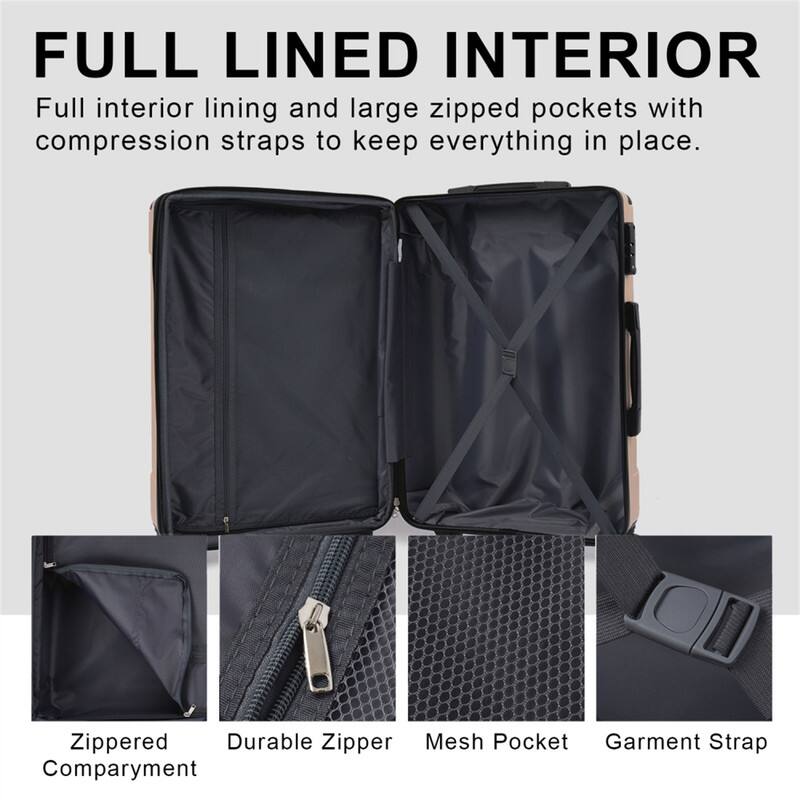 FULL LINED INTERIOR  
Full interior lining and large zipped pockets with compression straps to keep everything in place.  

Zippered Compartment  
Durable Zipper  
Mesh Pocket  
Garment Strap