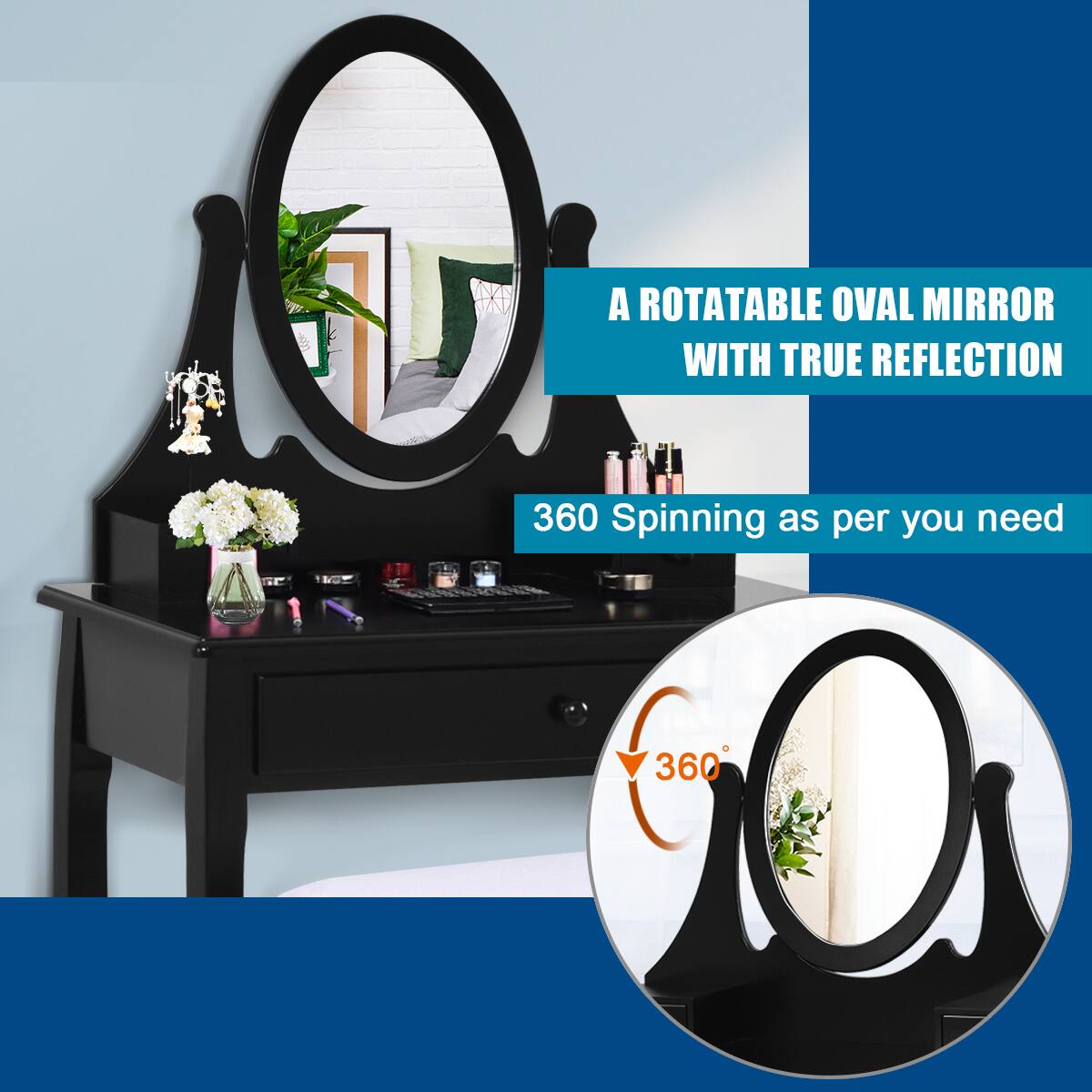 A ROTATABLE OVAL MIRROR WITH TRUE REFLECTION

360 Spinning as per you need

360°