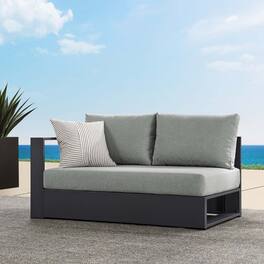 Tahoe Outdoor Patio Powder-Coated Aluminum Modular Left-Facing Loveseat by Modway - Gray Gray