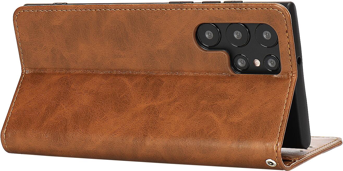 Alt View 12. SaharaCase - Genuine Leather Folio Wallet Case for Samsung Galaxy S24 Ultra - Brown.