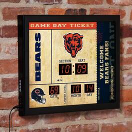 Evergreen Enterprises - Chicago Bears 15" x 19" Bluetooth Scoreboard Wall Clock - Brown