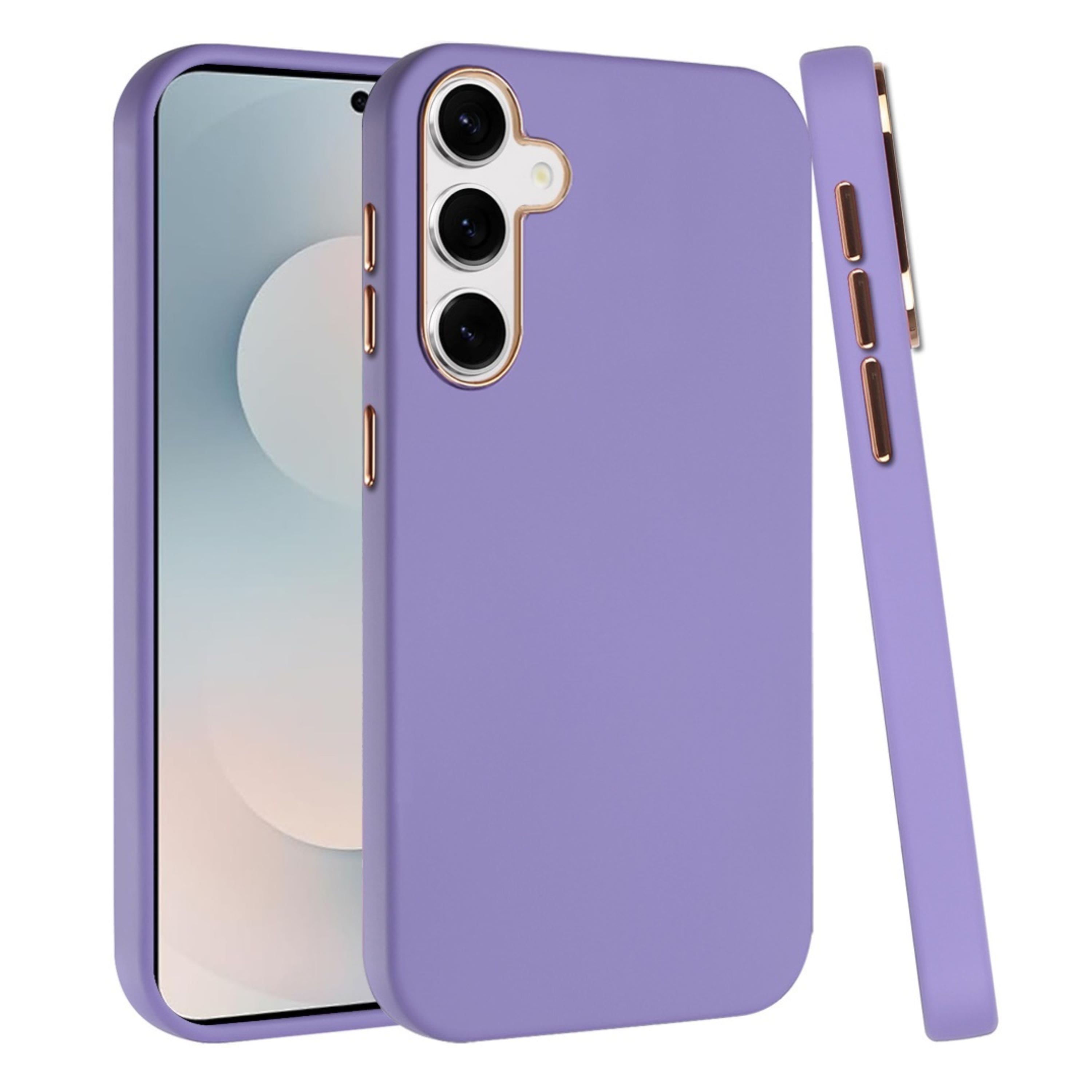 Kitcheniva - Soft Premium Cover Chromed buttons Phone Case With Tempered Glass For Samsung Galaxy S25 FE - Dark Purple price history on PriceWatchPro