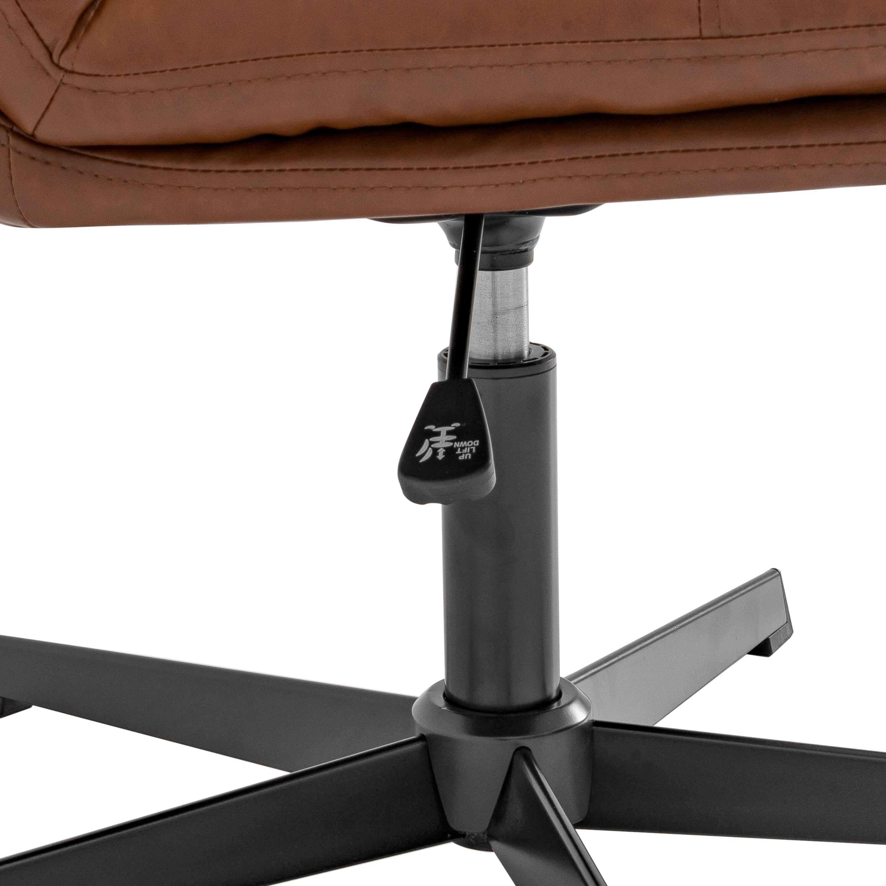 Alt View 10. Emma + Oliver - Mid-Back Swivel Office Chair with Padded Upholstery & Sturdy Frame - Cognac Faux Leather/Black Frame.