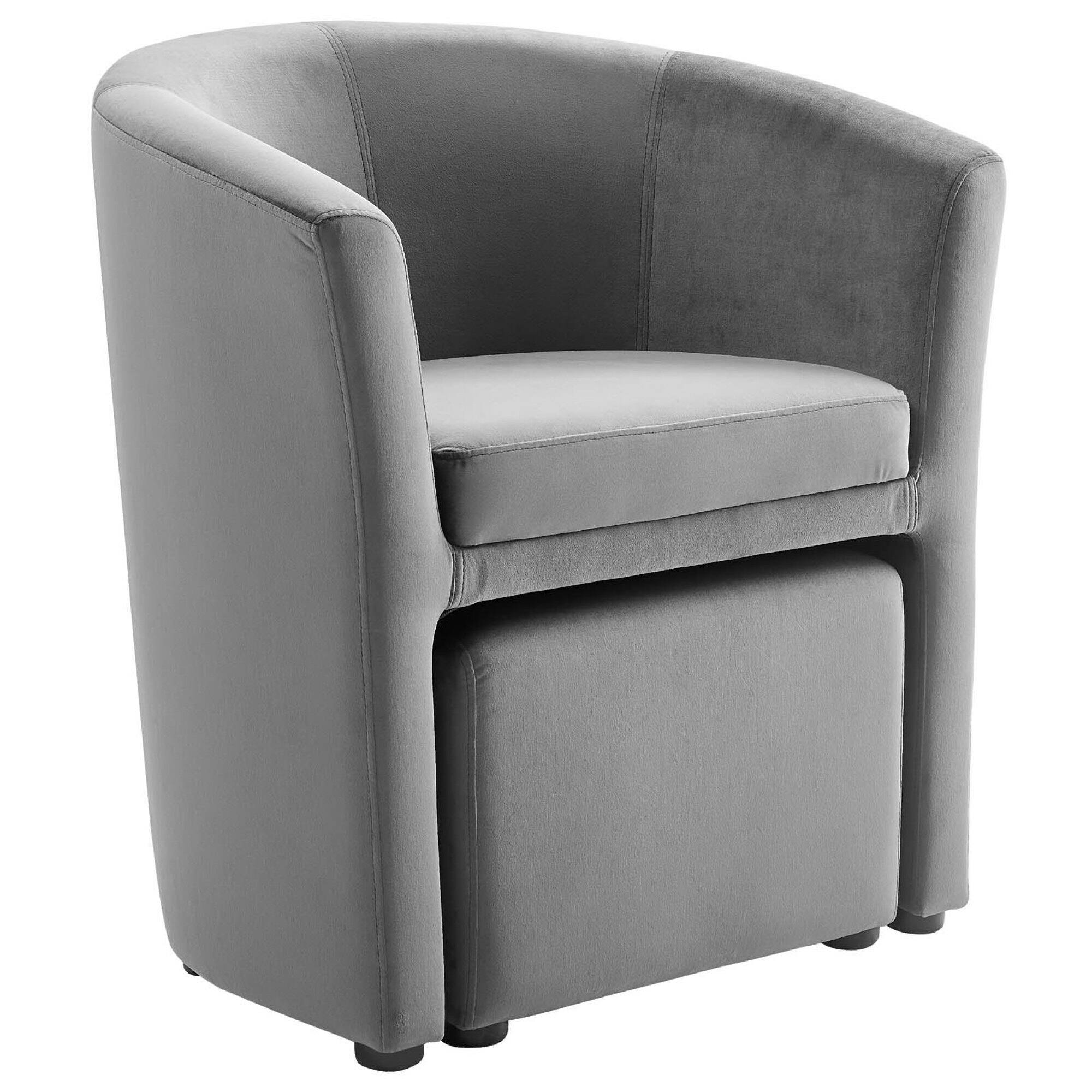 Back. Modway - Divulge Performance Velvet Arm Chair and Ottoman Set by Modway - Gray.