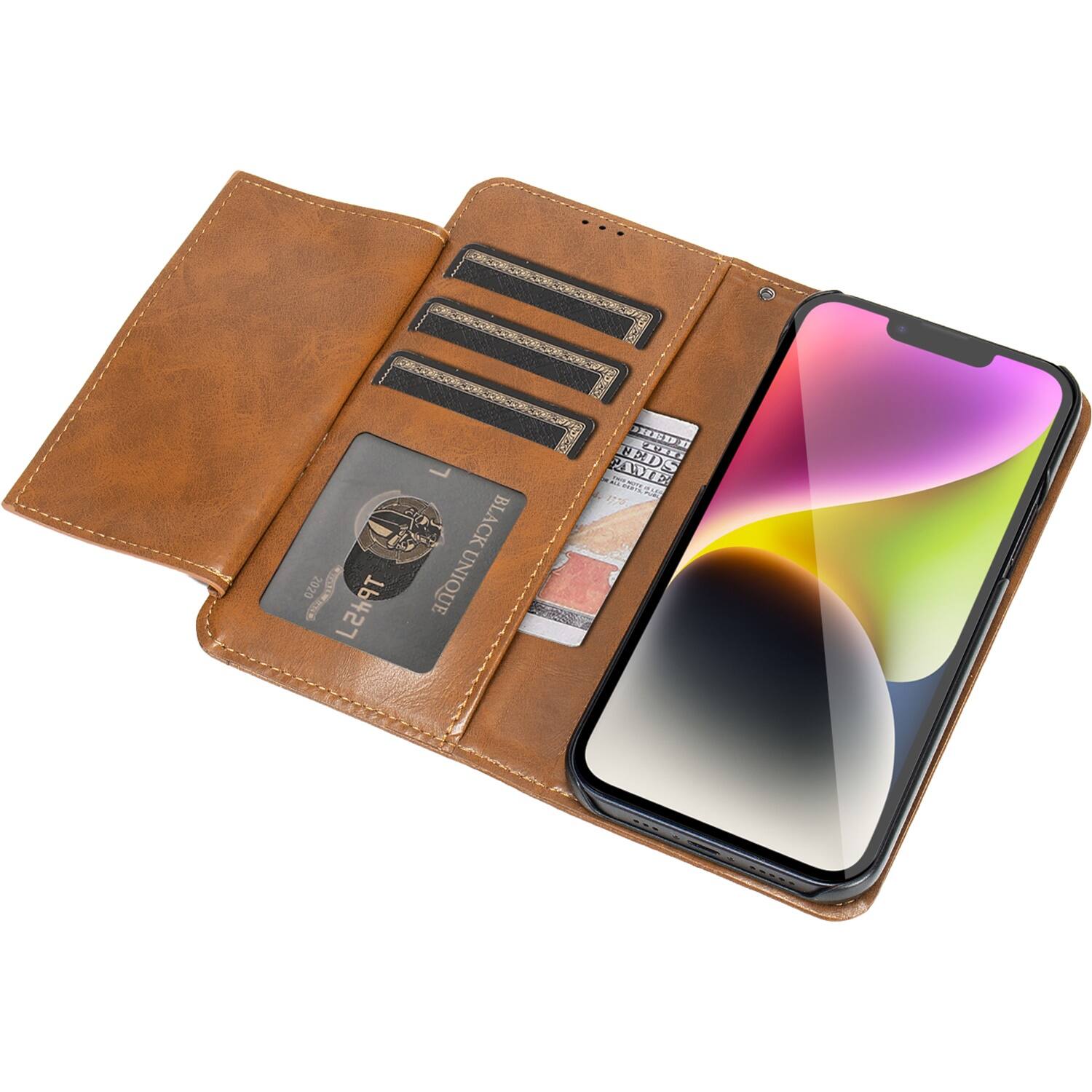 Alt View 14. SaharaCase - Folio Wallet Case for Apple iPhone 14 - Brown.