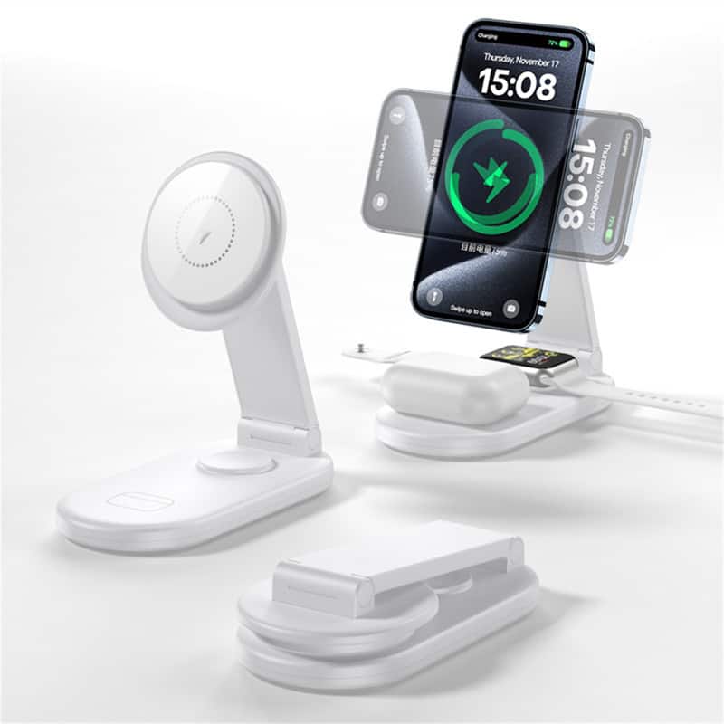 SKRAN - 3-in-1Fast Charger - Wireless Charger for Apple iPhone 17 Pro, Earphones, and Watch,  Folding Wireless Charger - Black