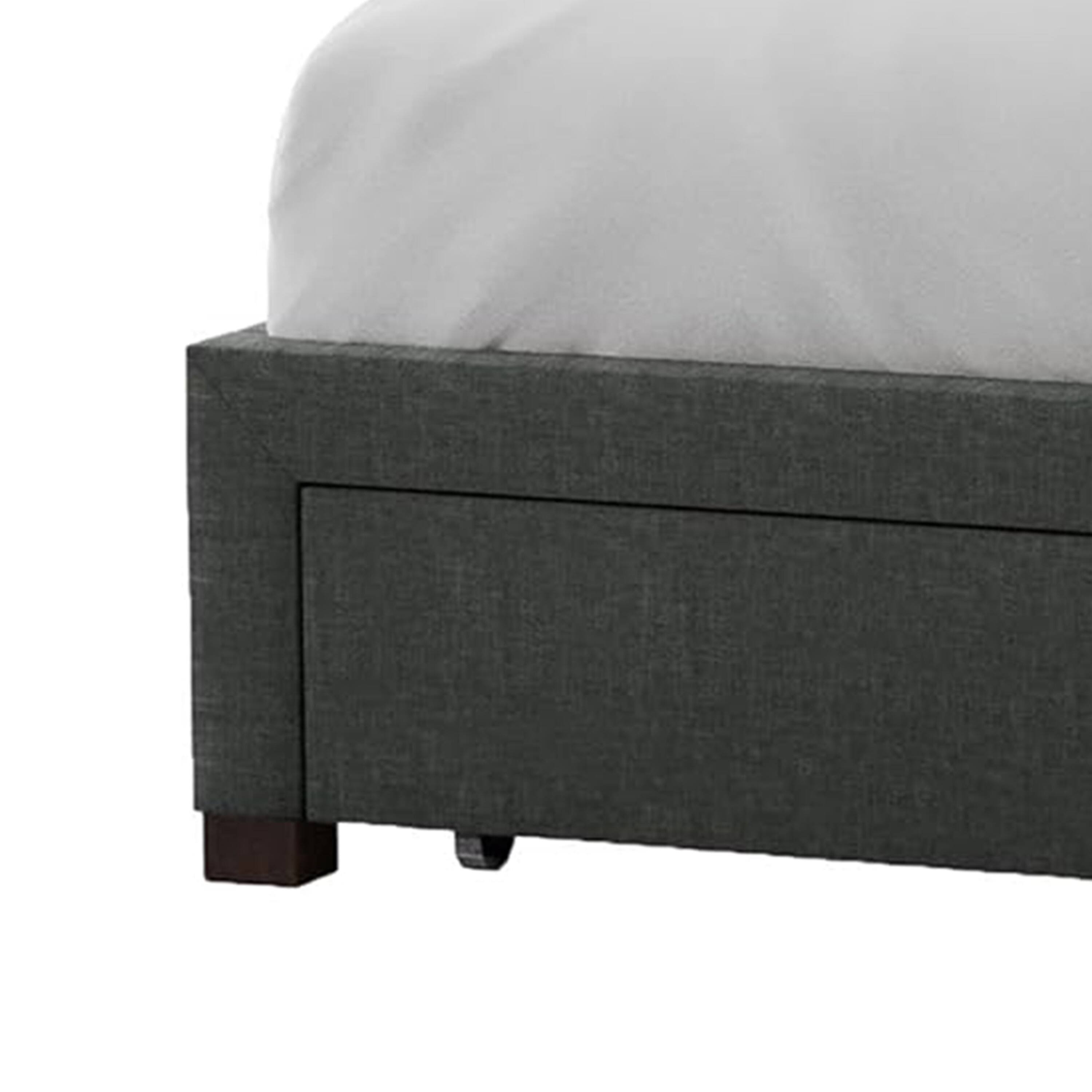 Back. Manhattan Lane - Sya Full Size Bed w Tufted Headboard, Underbed Storage - Dark Gray.