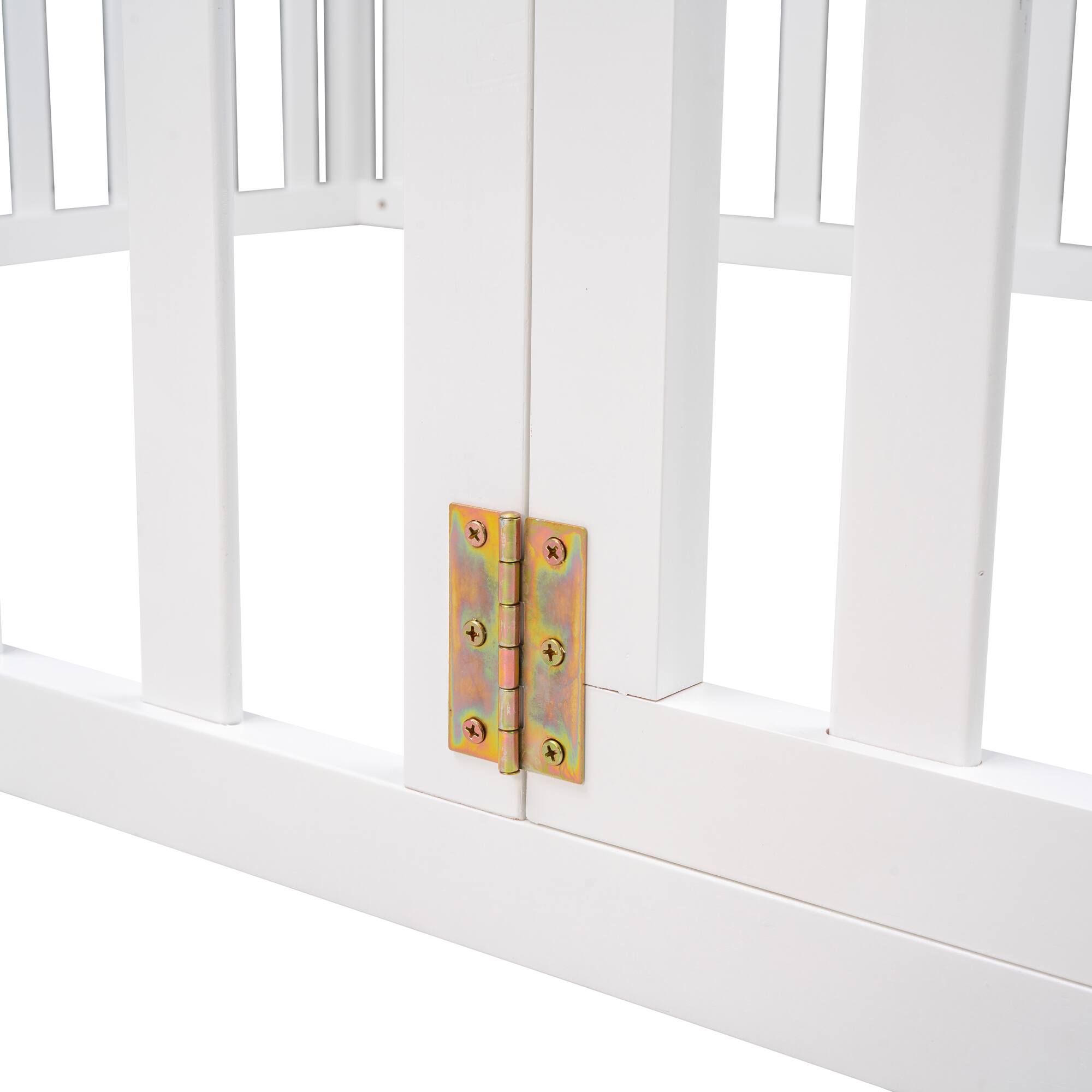 Alt View 6. Whisen - Wood Daybed Frame, Montessori Floor Bed with Fence and Door - White.