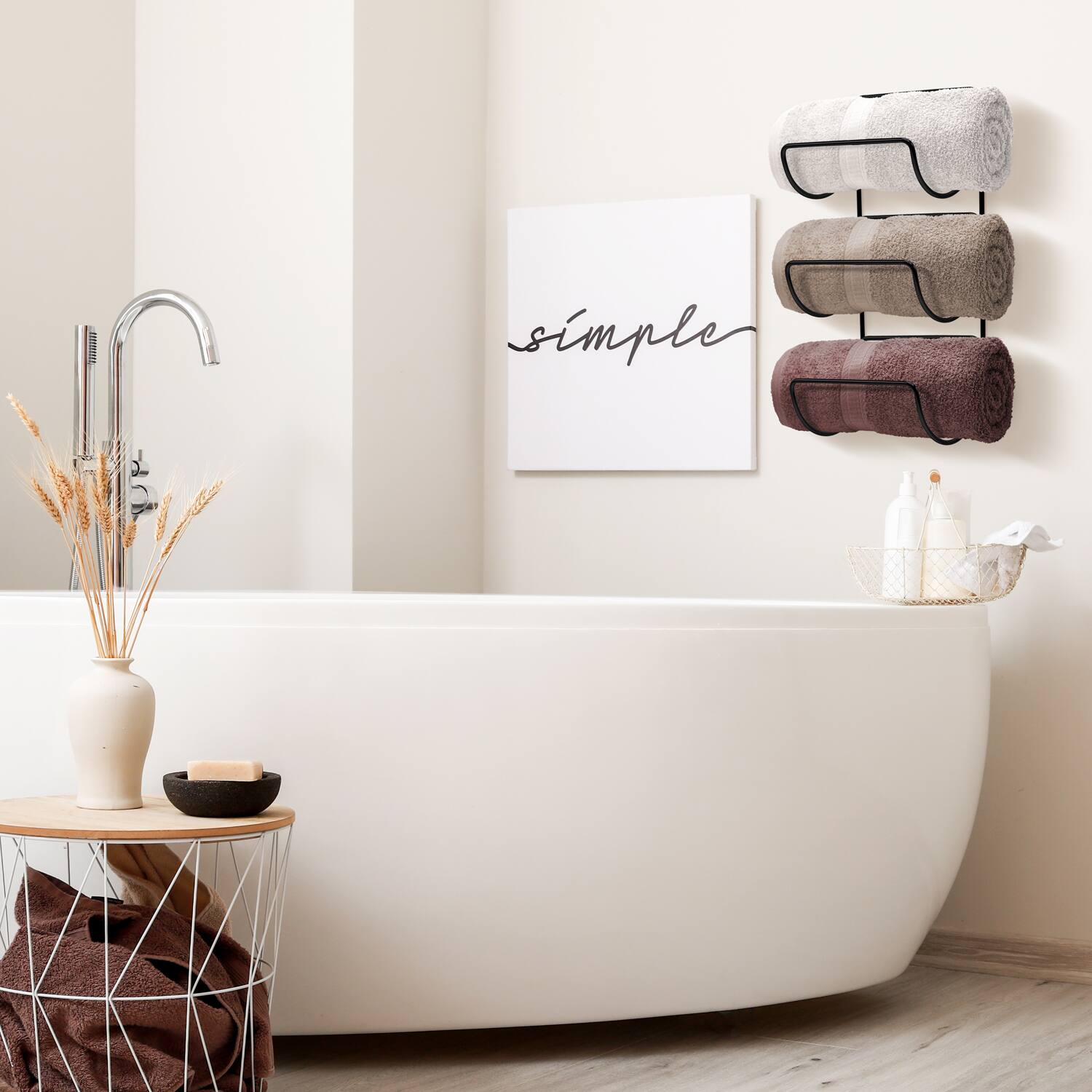 Alt View 3. Sorbus - Sorbus Towel Holder for Bathroom Wall - 12 Level Wall Mounted Towel Rack Shelves for Rolled Bath Towels, Washcloths - Black.