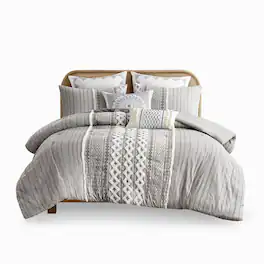 Gracie Mills - Modesto Printed Cotton Comforter Set with Chenille - Gray