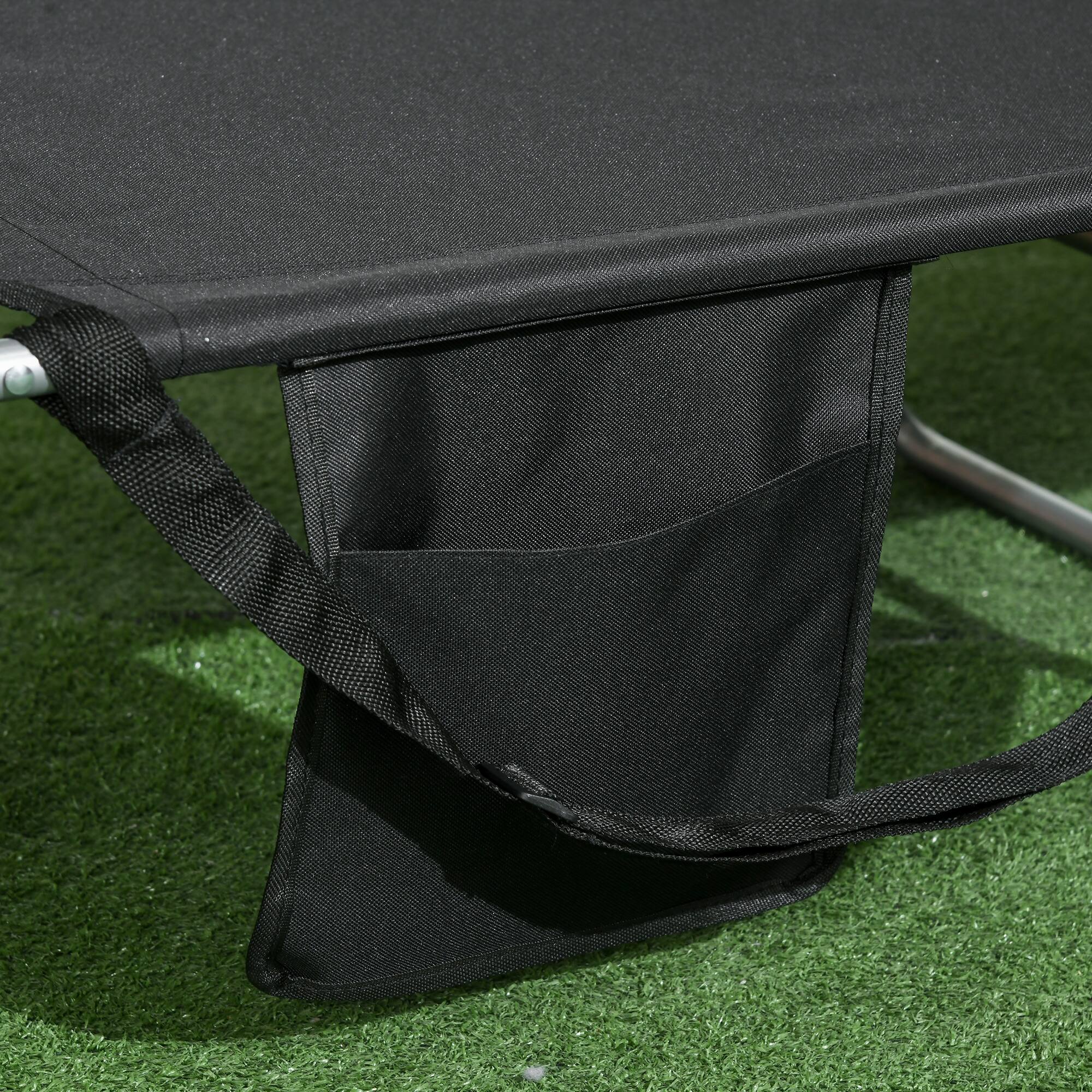 Alt View 8. Outsunny - Folding Beach Lounge Chair with Face Hole and Arm Slots, 5-level Adjustable Sun Lounger Tanning Chair - Black.