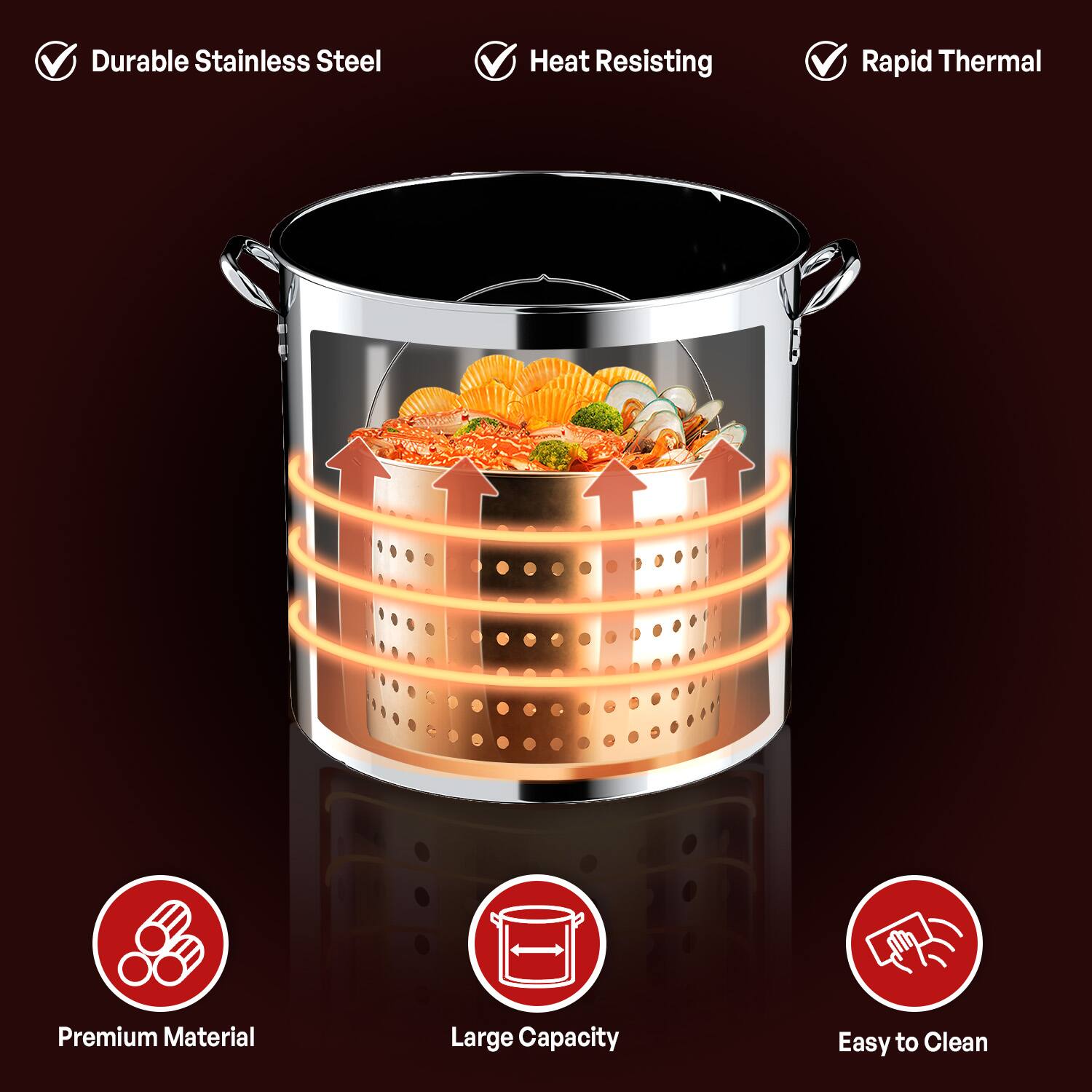 - Durable Stainless Steel
- Heat Resisting
- Rapid Thermal
- Premium Material
- Large Capacity
- Easy to Clean