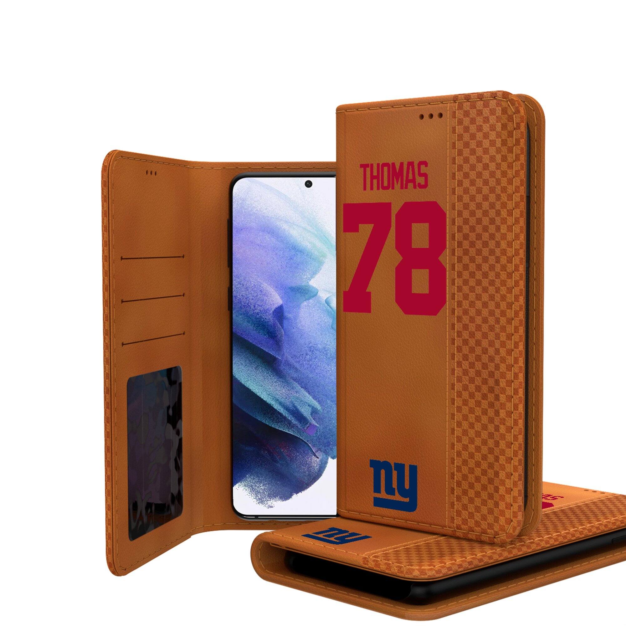 Front. Keyscaper - Andrew Thomas Brown New York Giants Galaxy Folio Case - S24 - Brown.