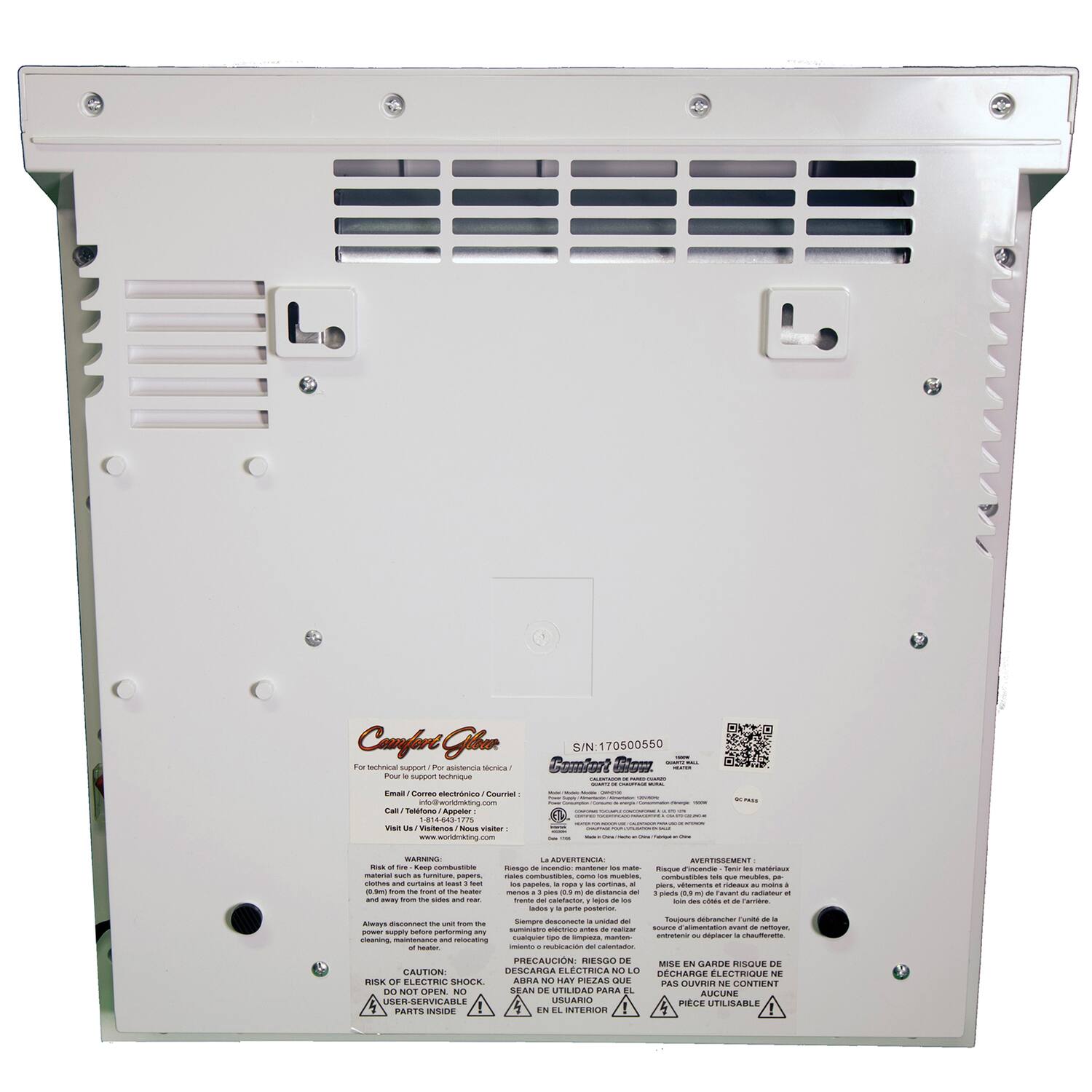 Comfort Glow - Qwh2100 Qwh2100 1,500-watt-max Infrared Quartz Wall-mount Heater With Thermostat And Remote - White price history on PriceWatchPro