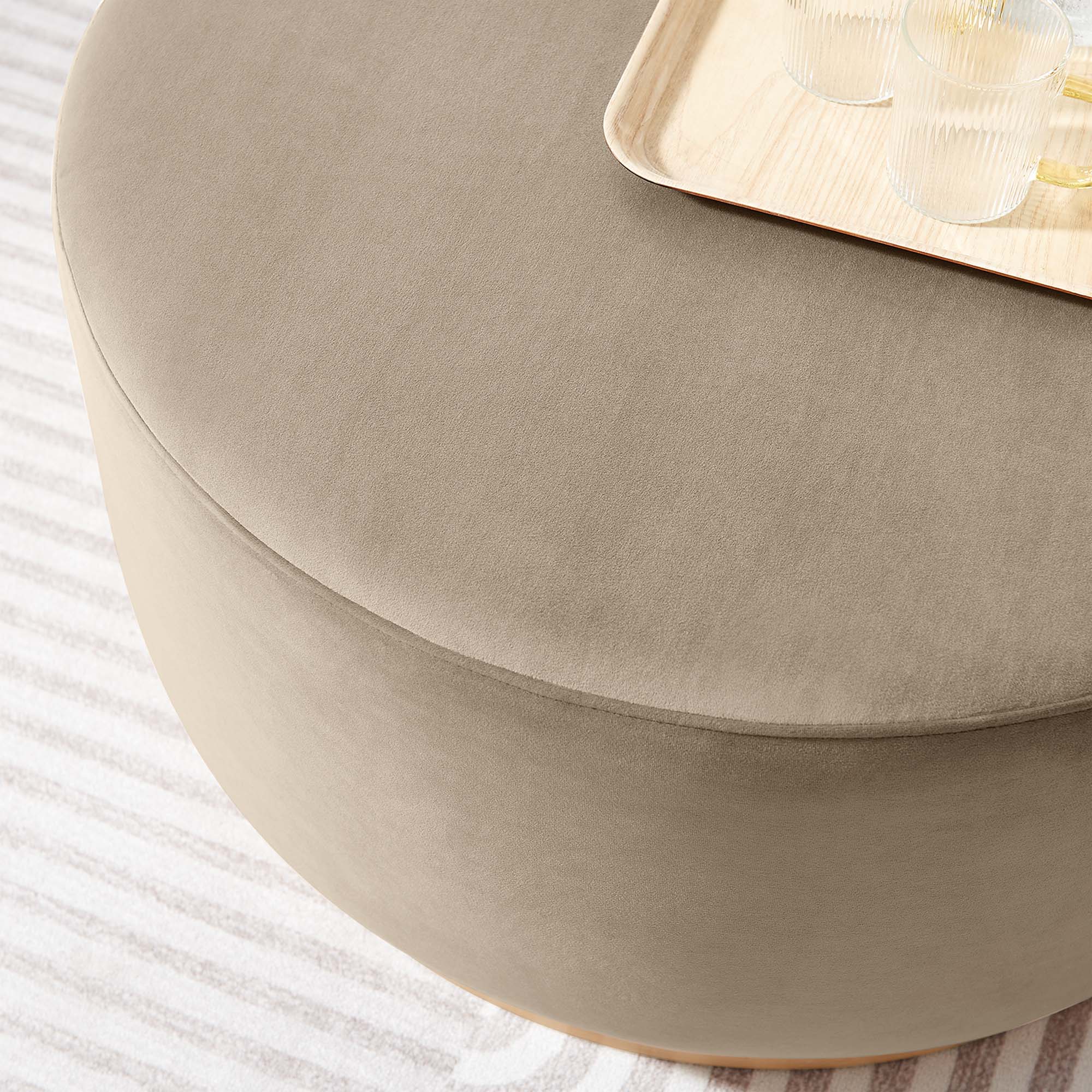 Alt View 1. Modway - Tilden Large 29" Round Performance Velvet Upholstered Ottoman by Modway - Taupe Natural.