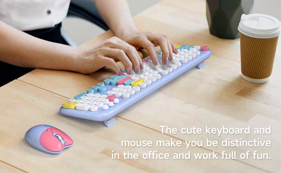 The cute keyboard and mouse make you be distinctive in the office and work full of fun.