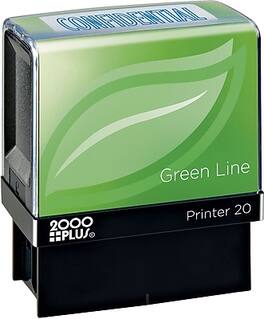 2000 Plus - Confidential Rectangle Pre-Inked Stamp, 1 1/2" x 9/16", Ink - Blue