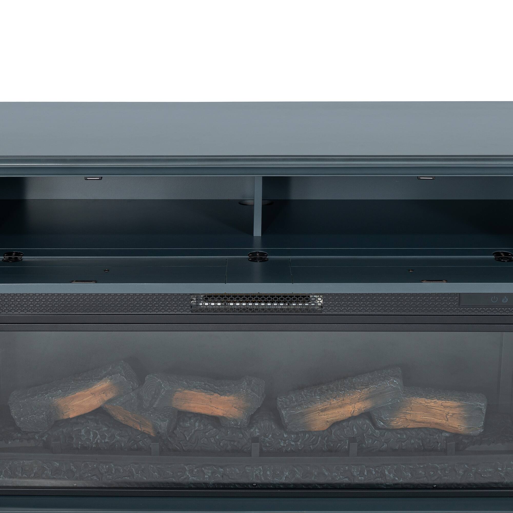 Alt View 4. Vaczon - 74" Fireplace TV Stand with Electric Fireplace, Entertainment Center Media Console with Storage Cabinets for Living Room - Blue Gray.