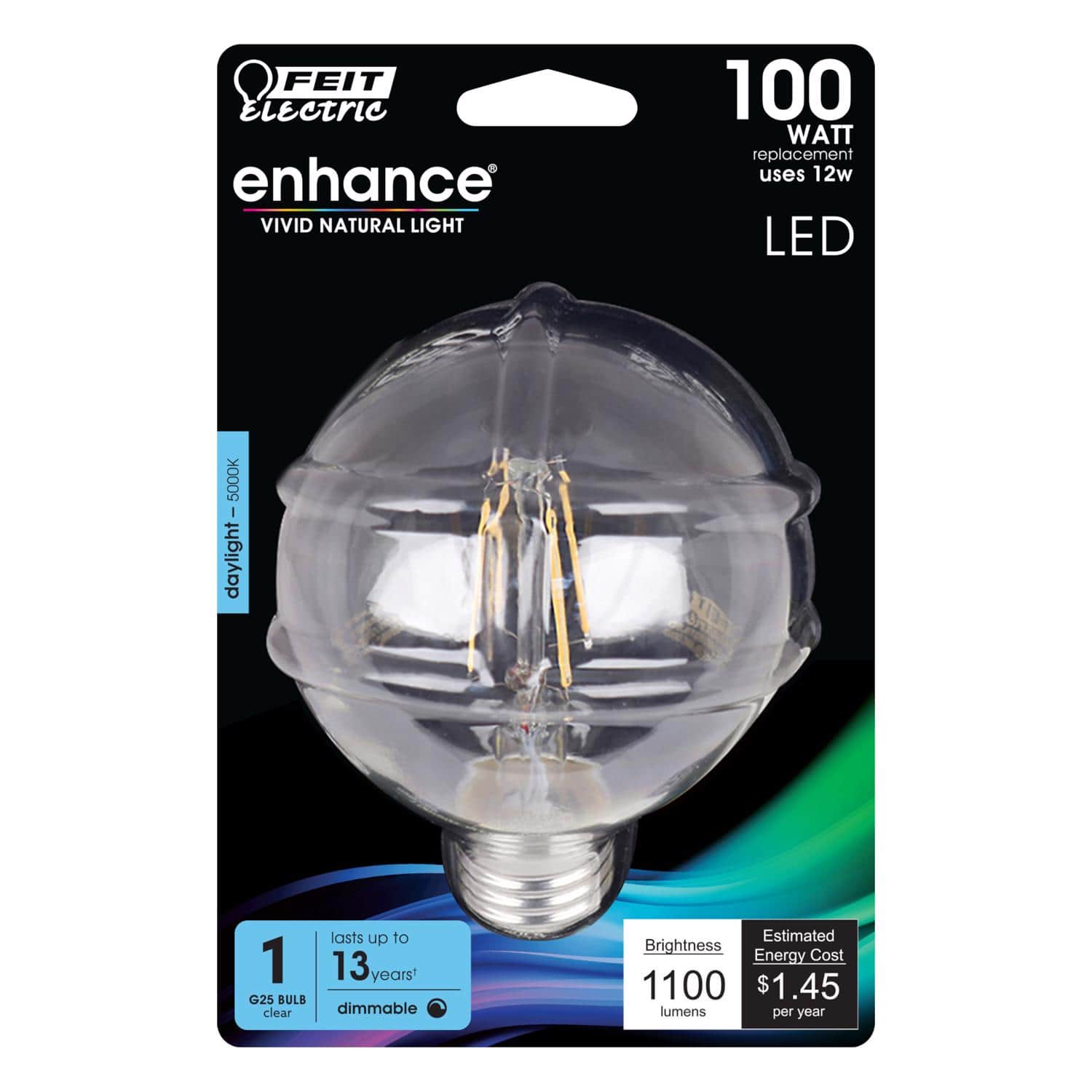 FEIT ELECTRIC - Feit G25 E26 (Medium) Filament LED Bulb Daylight 100 Watt Equivalence 1 pk price history on PriceWatchPro