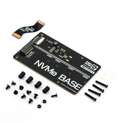 PCE - APS ADOOR PIPEPO PIMO miPCle i I +IR5 E M-KEY 2 3 1xPCl2|3 M- M2 2230 +5V 2242 PIMO Made in D NVMe 2260 Sheffield, 8 LK 2280 BASE pimoroni.com/nvmebase