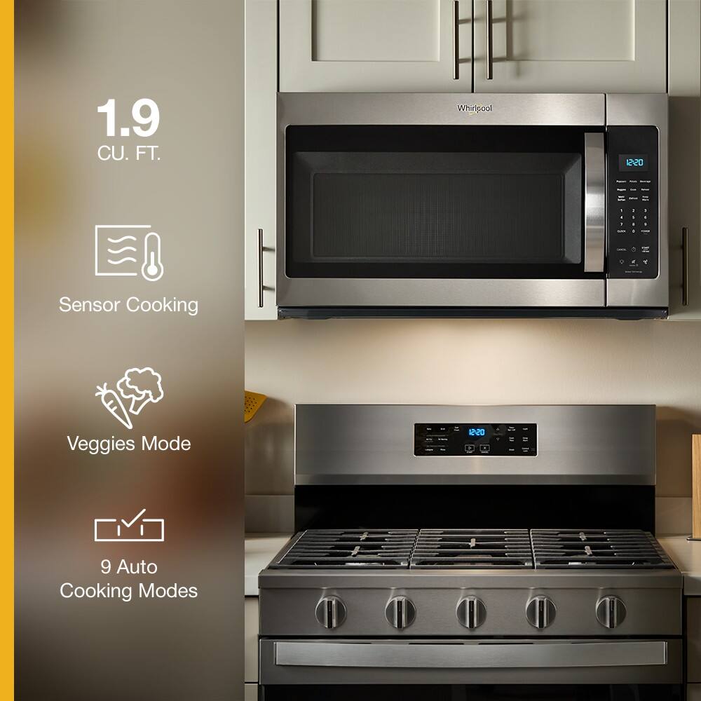 1.9 CU. FT.  
Whirlpool  
Sensor Cooking  
Veggies Mode  
9 Auto Cooking Modes
