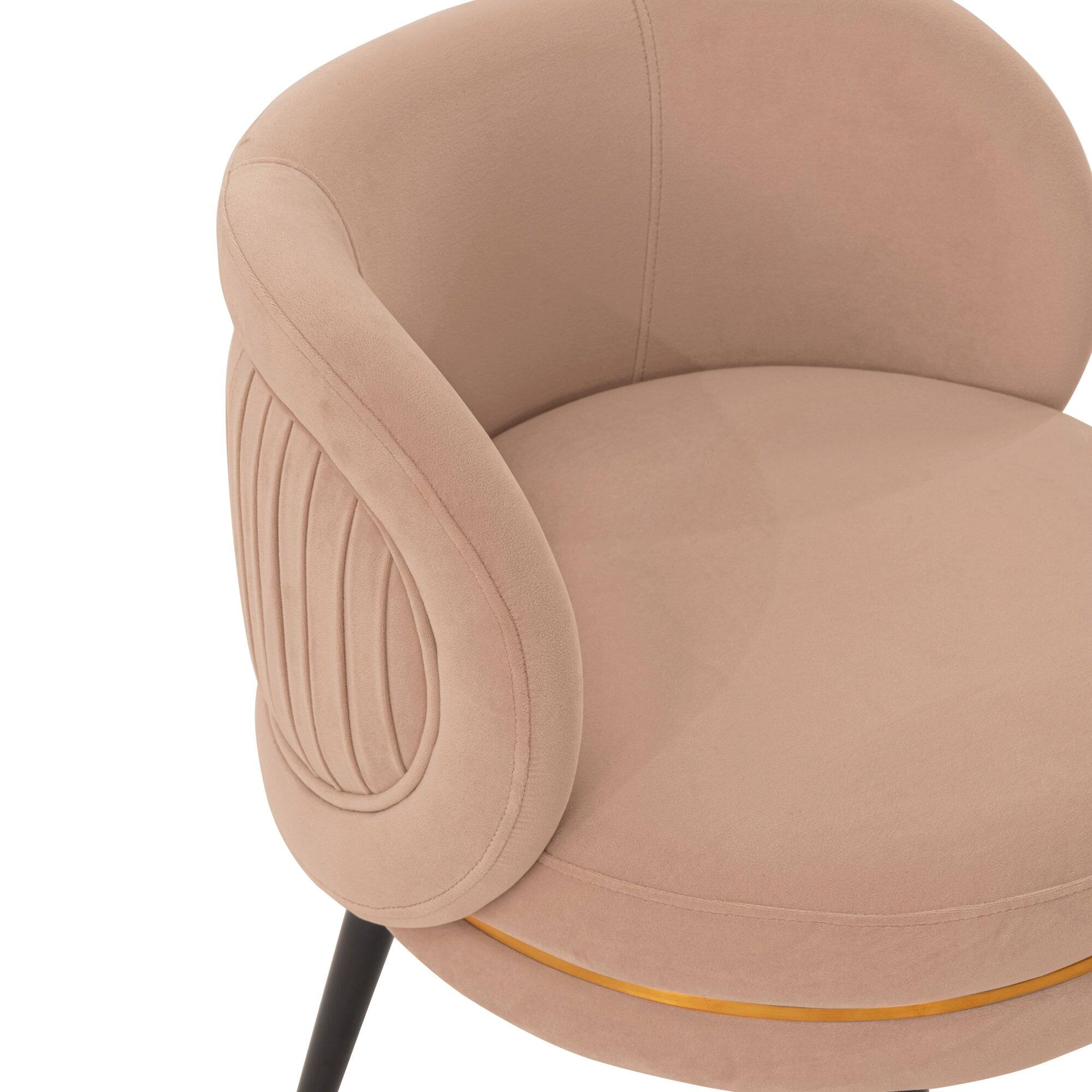 Back. Manhattan Comfort - Kaya Modern Wood Velvet Dining Chair - Set of 2 - Nude.