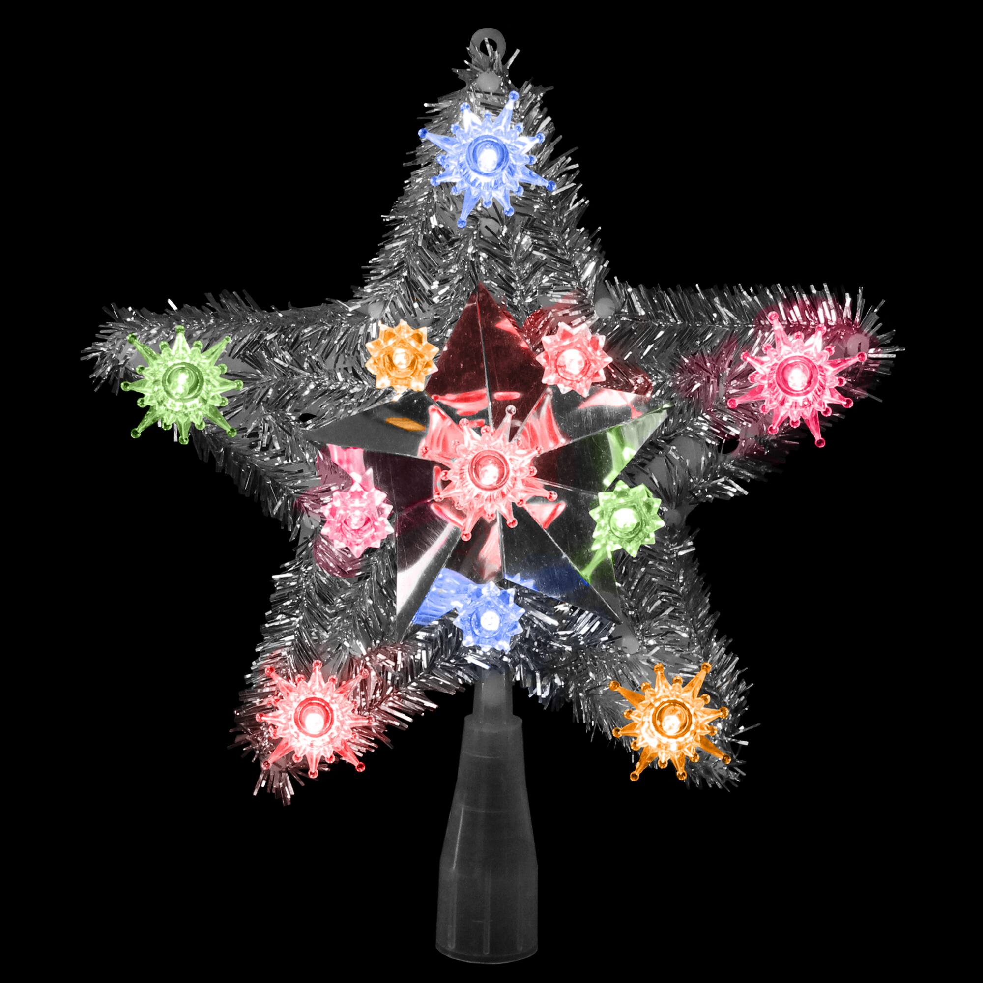Alt View 1. Northlight - 9" Lighted Silver Star Christmas Tree Topper - Multicolor Lights - Multi.