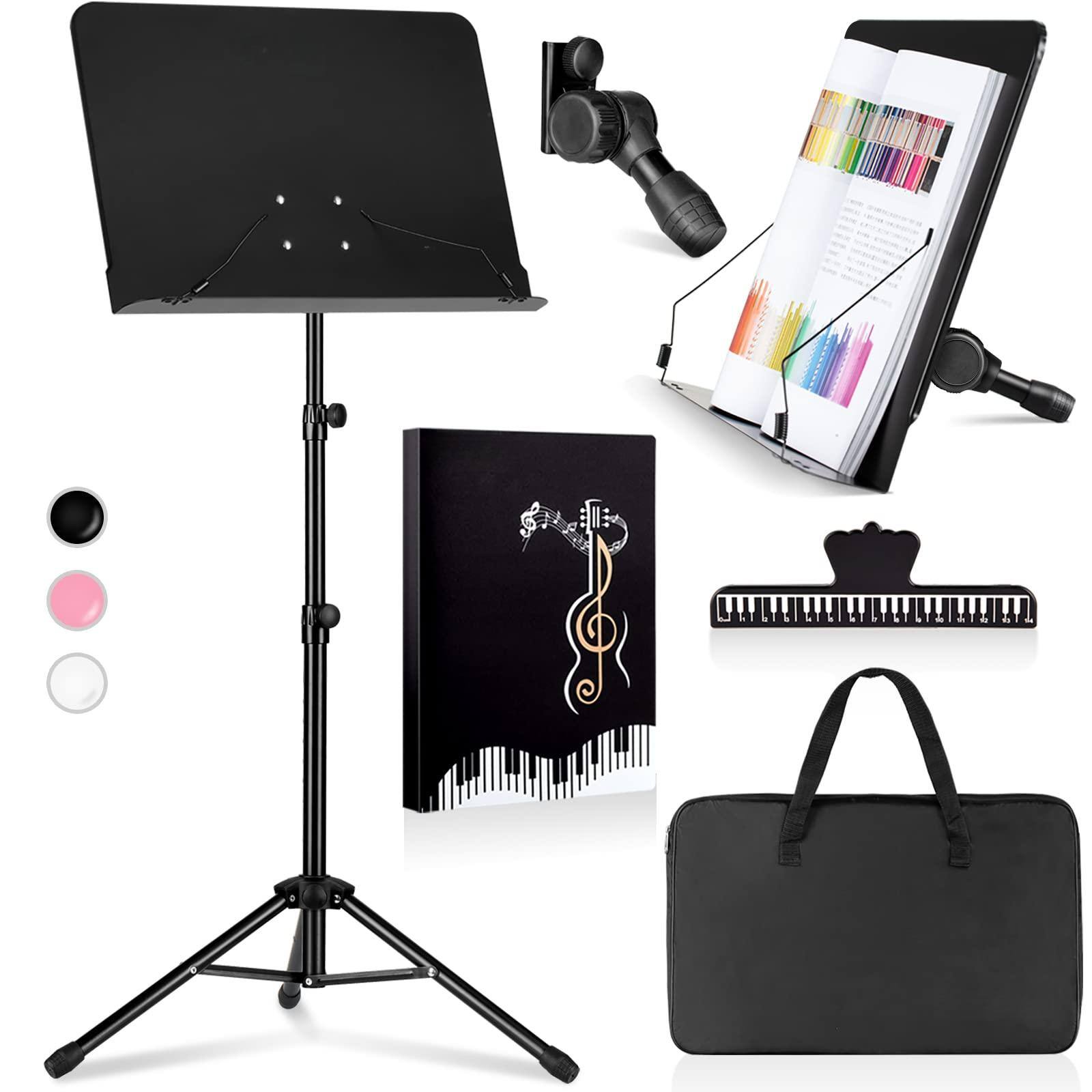 Front. MAGICAL RUBS - Music Stand For Sheet - Dual-use Converts To Desktop Portable& Foldable 31.4-57in Height Adjustable Sturdy Holds Thic... - Black Standard Version.