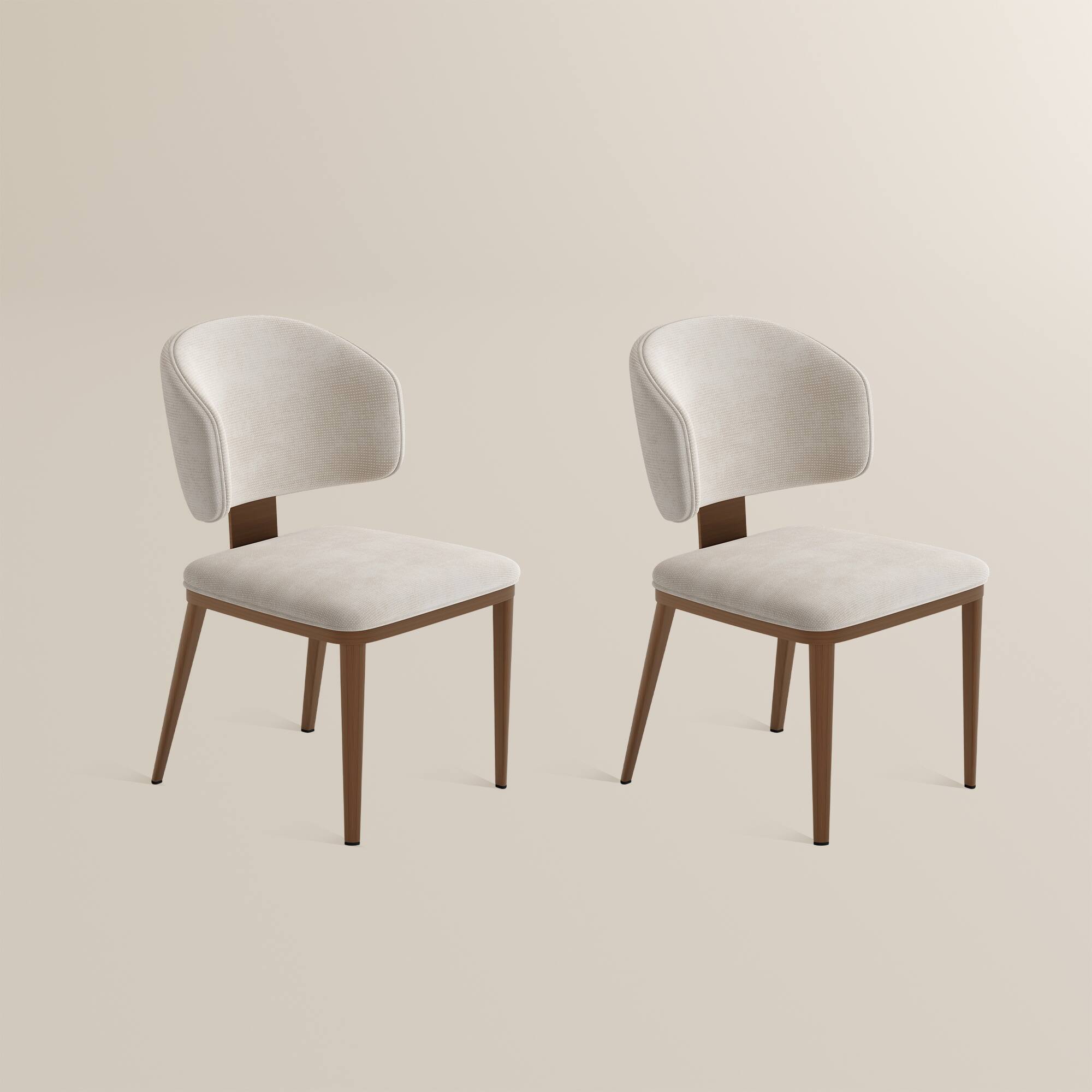 Alt View 6. POVISON - Modern Upholstered Dining Chairs Set of 2, Cotton Linen Accent Chairs, Side Chairs with Curved Back, Fully Assembled - Beige & Bronze.