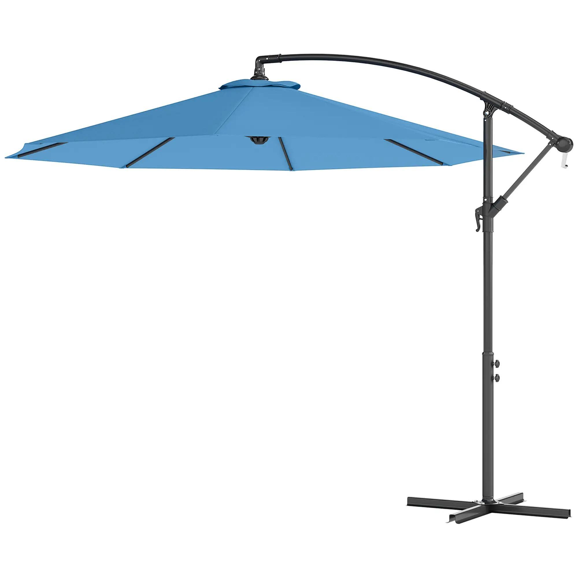 Front. Spaco - Spaco 10 Ft Cantilever Patio Umbrella, Tilt Offset Shade with Cross Base - Blue.