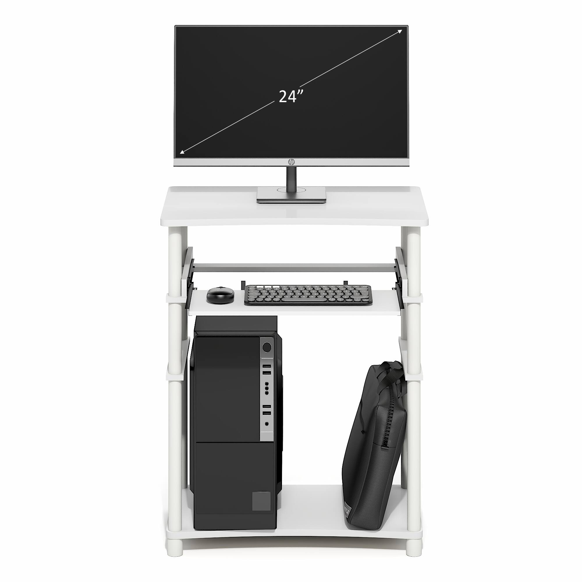Alt View 5. Furinno - HOME Desk, Gaming Desk, Open Shelf Laptop Notebook Computer Desk, Office Desk for Home Office, Study Room, Dorm, Bedroom - White/White.