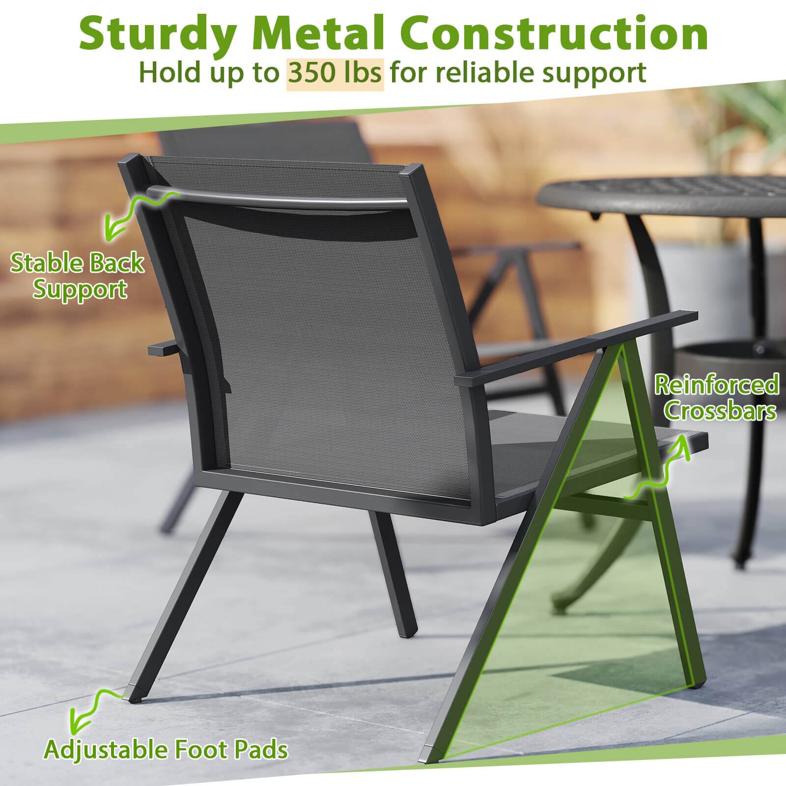 Sturdy Metal Construction  
Hold up to 350 lbs for reliable support  

- Stable Back Support  
- Reinforced Crossbars  
- Adjustable Foot Pads