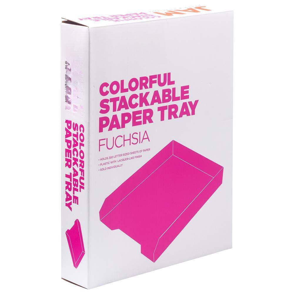 COLORFUL STACKABLE PAPER TRAY  
FUCHSIA  

- HOLDS 300 LETTER-SIZED SHEETS OF PAPER  
- PLASTIC WITH LACQUER-LIKE FINISH  
- SOLD INDIVIDUALLY