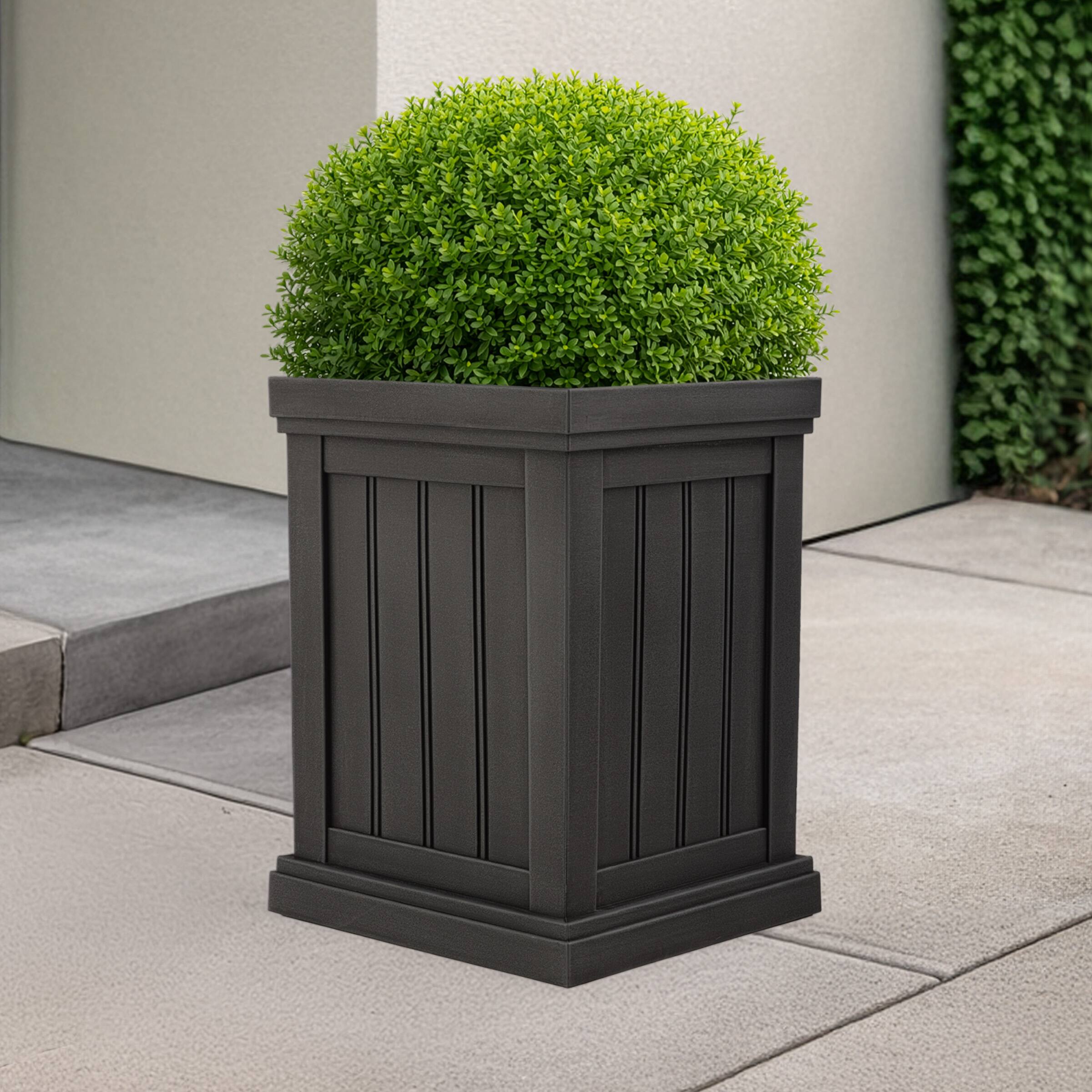 Alt View 6. Pure Garden - Outdoor Planter Box 13.7” Square 19” Tall Plastic Plant Pot Flower Pots for Plants with Drainage Holes.