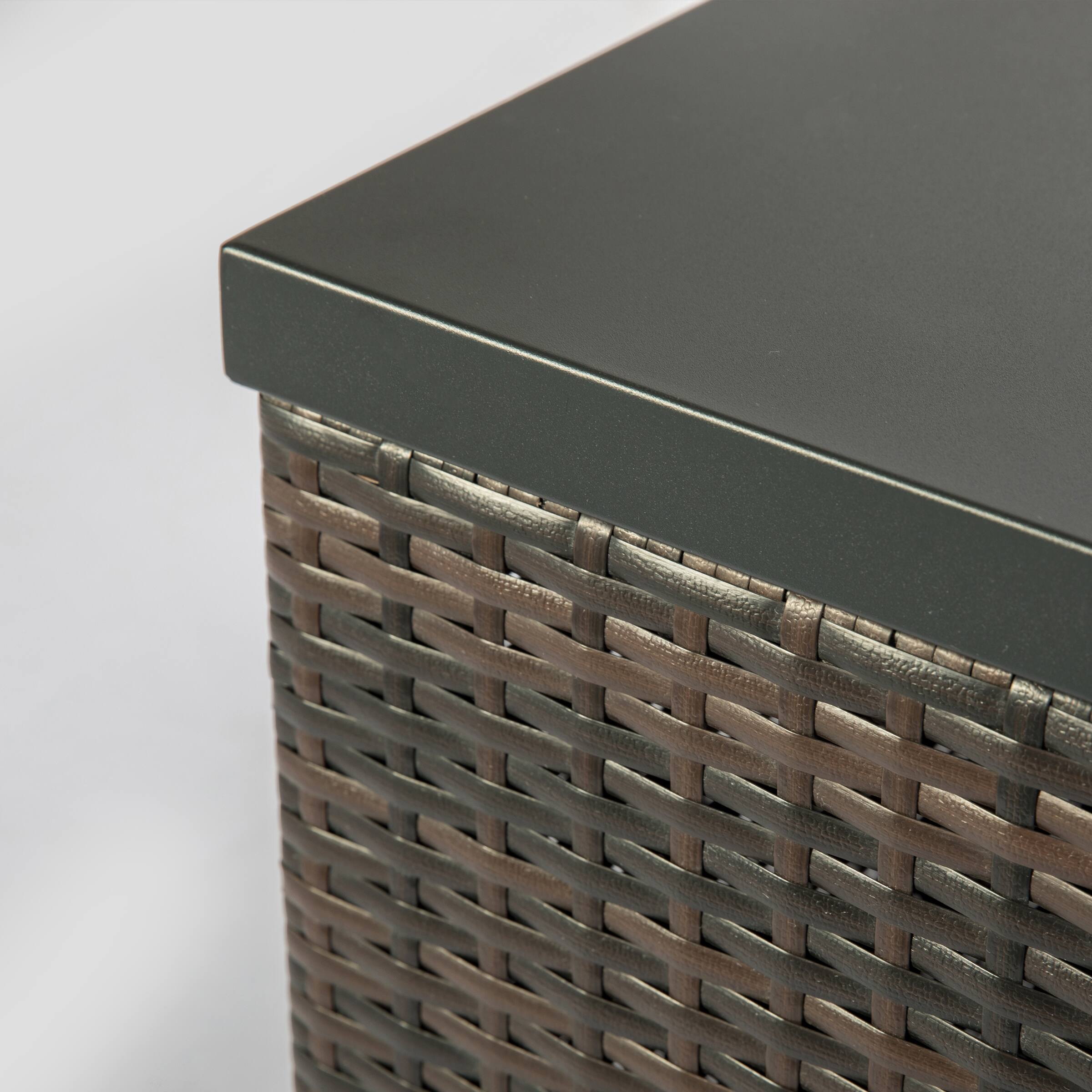 Alt View 6. APRILSOUL - Outdoor Gas Fire Pit Square Dark Brown Wicker Fire Pit Table Propane Fire Table - Brown.