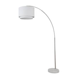 FC Design - Modern 81" Tall Standing Adjustable Arched Floor Lamp with Double Drum Shade and Marble Base - White