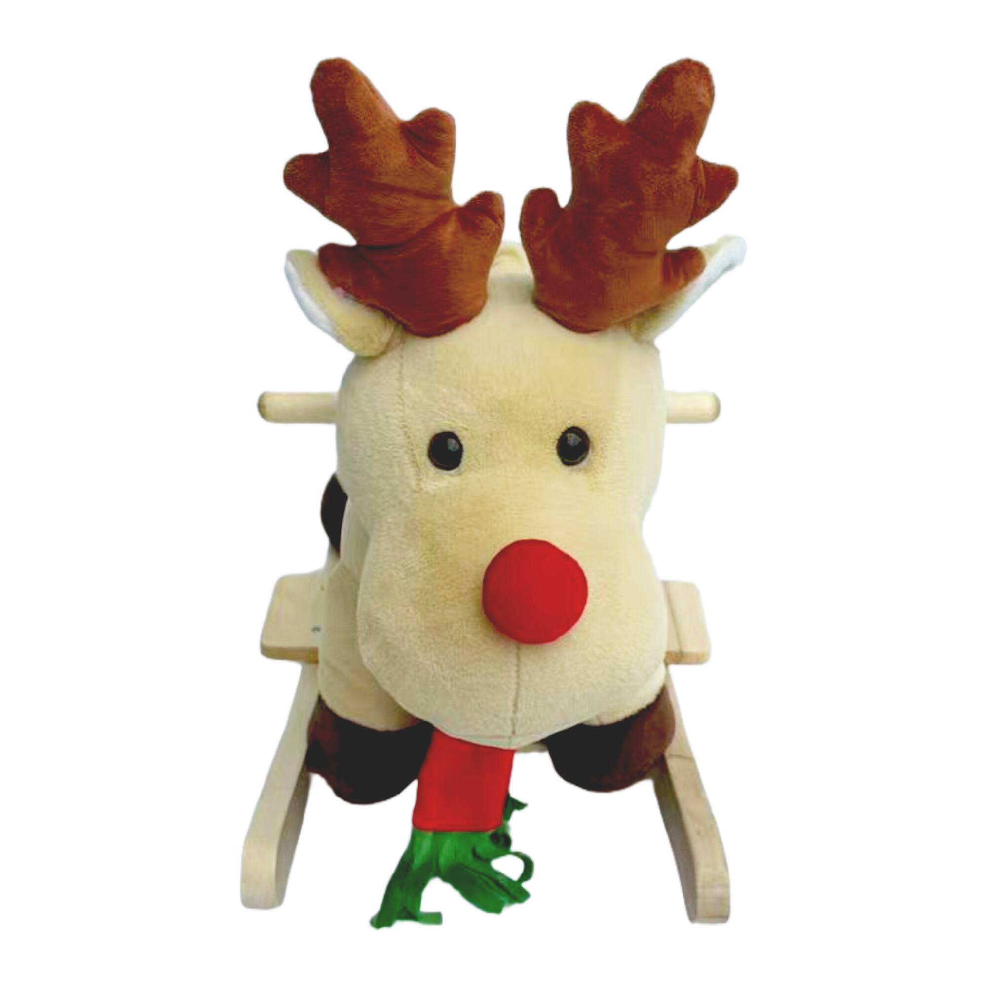Alt View 2. Whisen - Plush Moose Rocking Horse Toy for Toddlers with Music,Safety Belt,Hand Puppets and Steel Frame - Apricot.