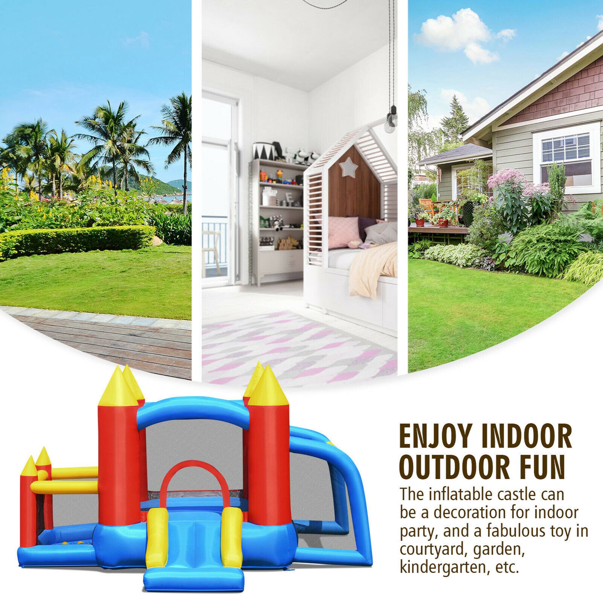 ENJOY INDOOR OUTDOOR FUN

The inflatable castle can be a decoration for indoor party, and a fabulous toy in courtyard, garden, kindergarten, etc.