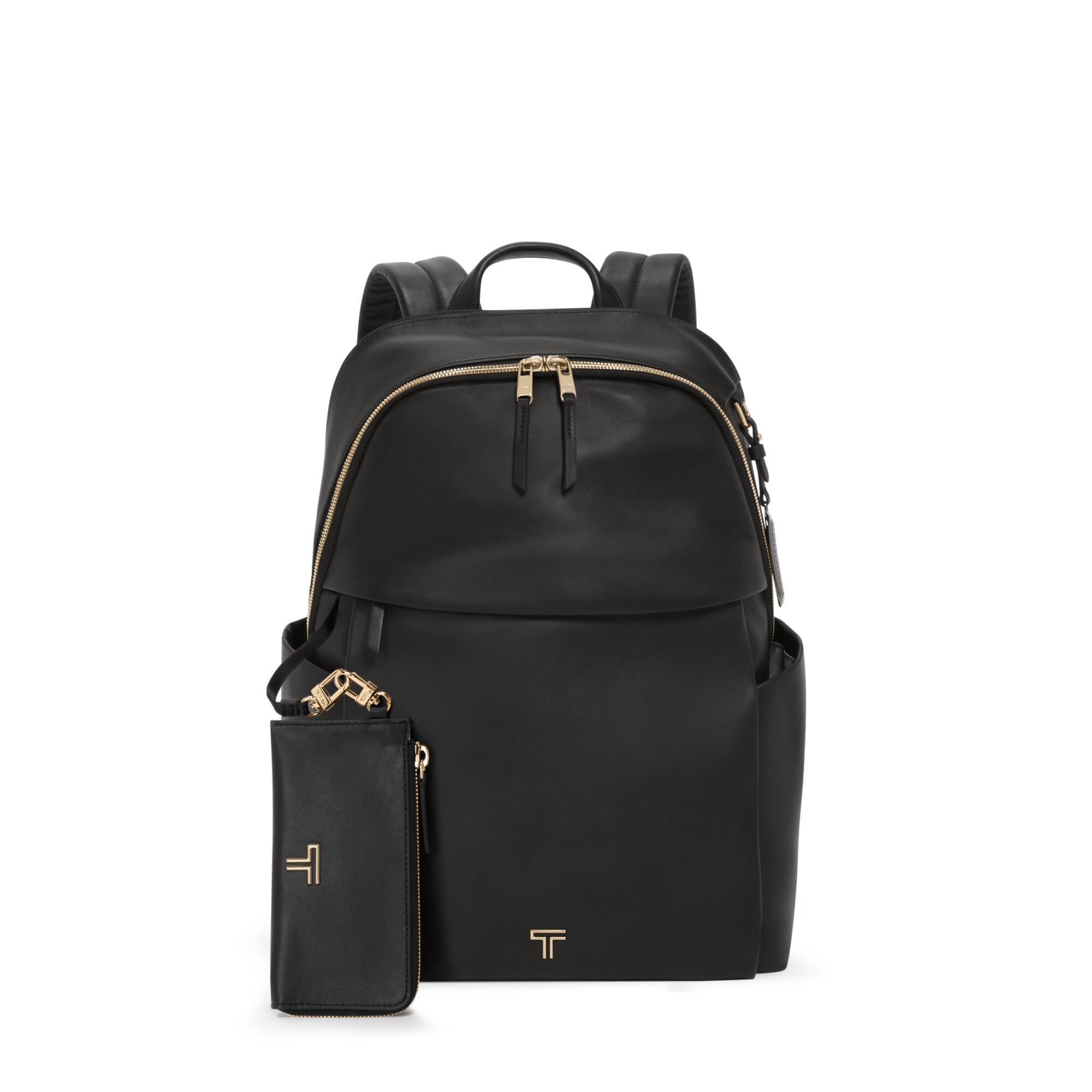 Left. TUMI - Voyageur Raina Backpack - Black / Light Gold.