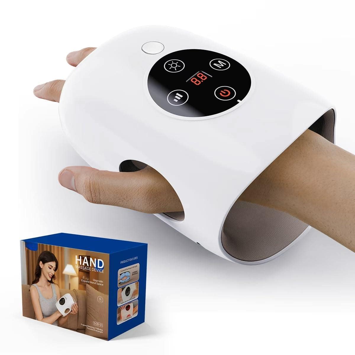 Live At Space - 9-Mode Cordless Hand Massager with Heat, 9 Intensities for Arthritis & Carpal Tunnel Relief, Portable Gift - 642146670541