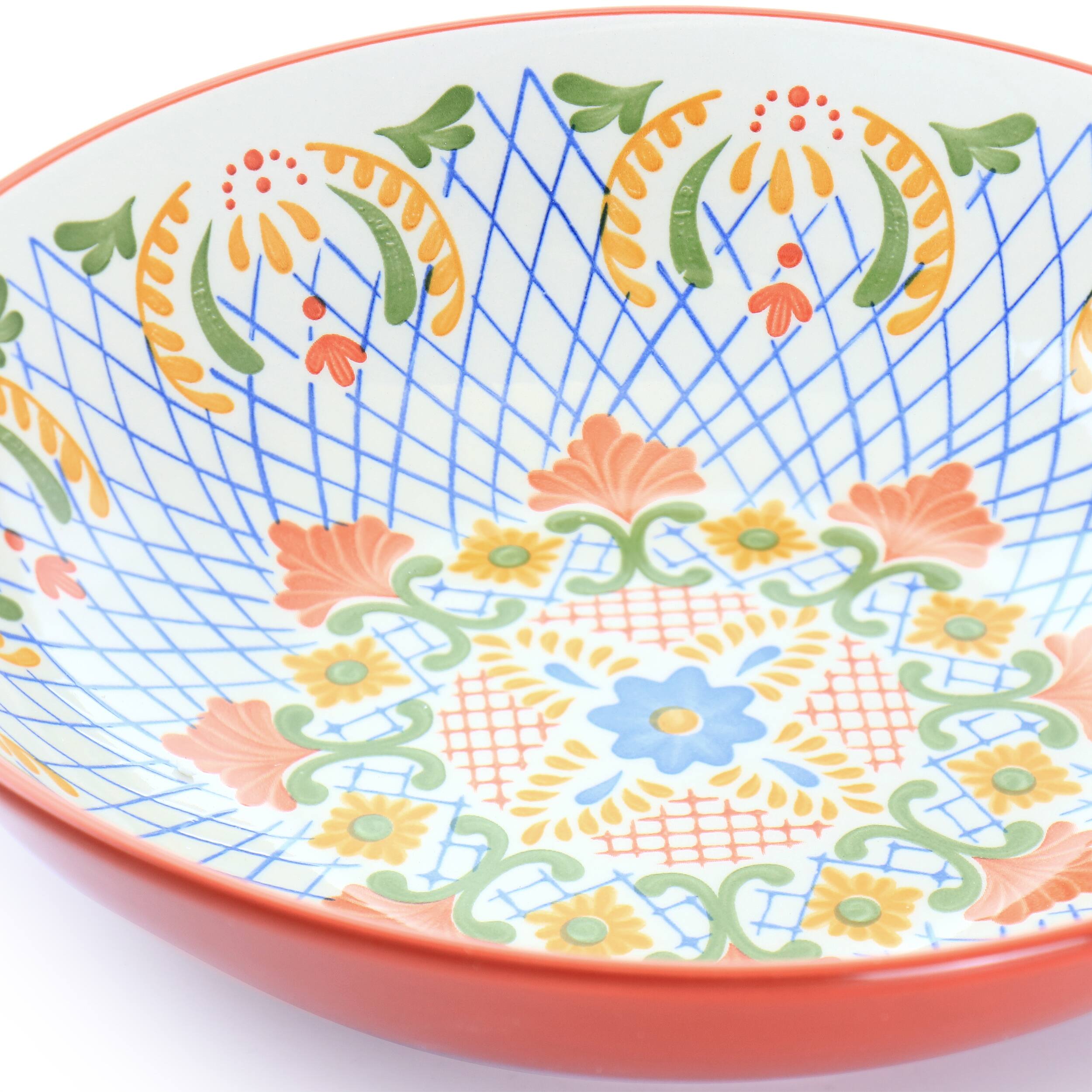 Alt View 4. Gibson - Laurie Gates California Designs Tierra 10.5 Inch Hand Painted Stoneware Pasta Bowl in Red - Assorted.