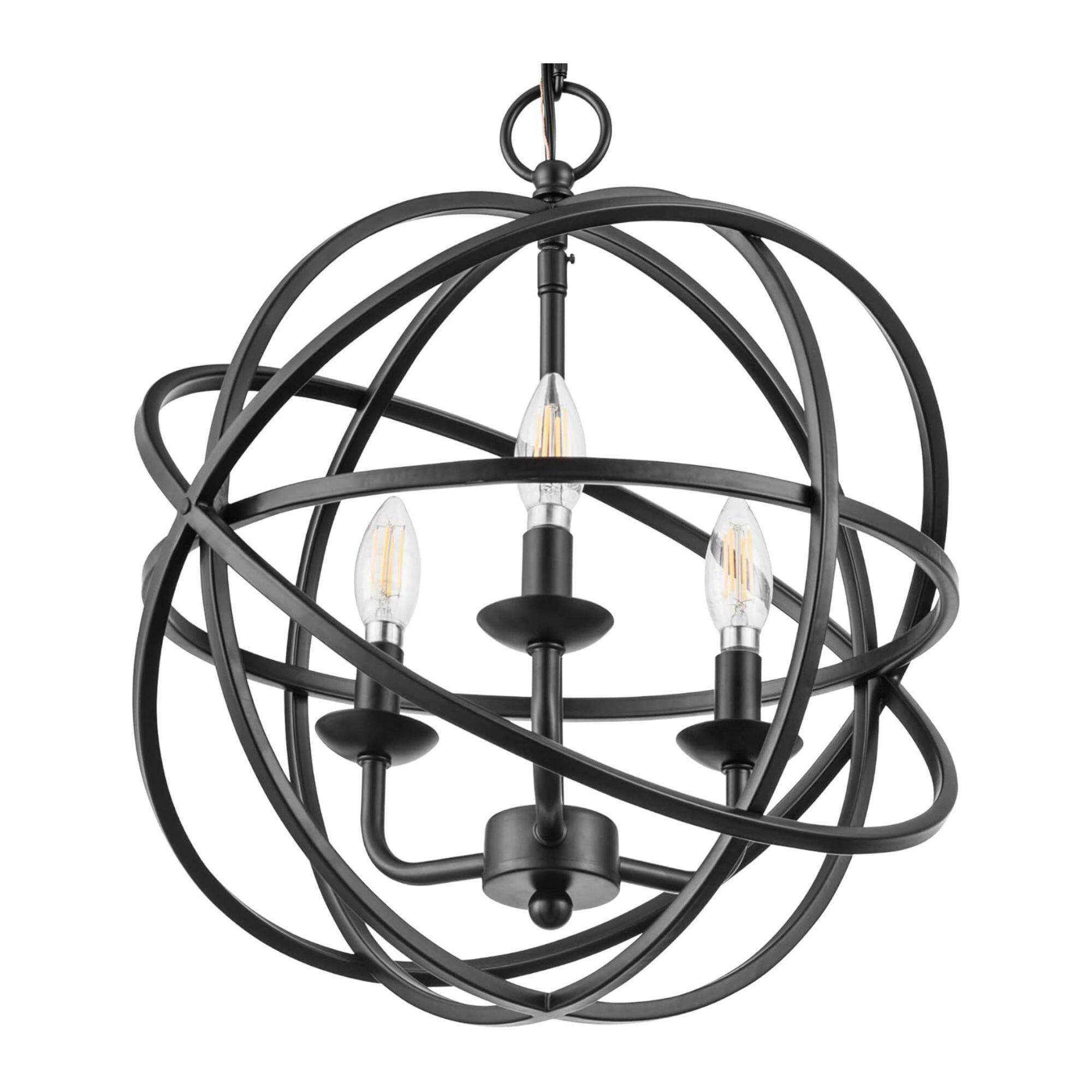 Alt View 6. Prominence Home - Prominence Home 3 Light Chandelier Pendant Lighting Fixture, Birchberry, Black.