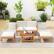 Alt View 3. Costway - 5 PCS Acacia Wood Patio Chaise Lounge Chair Set with 2-Tier Coffee Table Cushions - Off White,Natural.